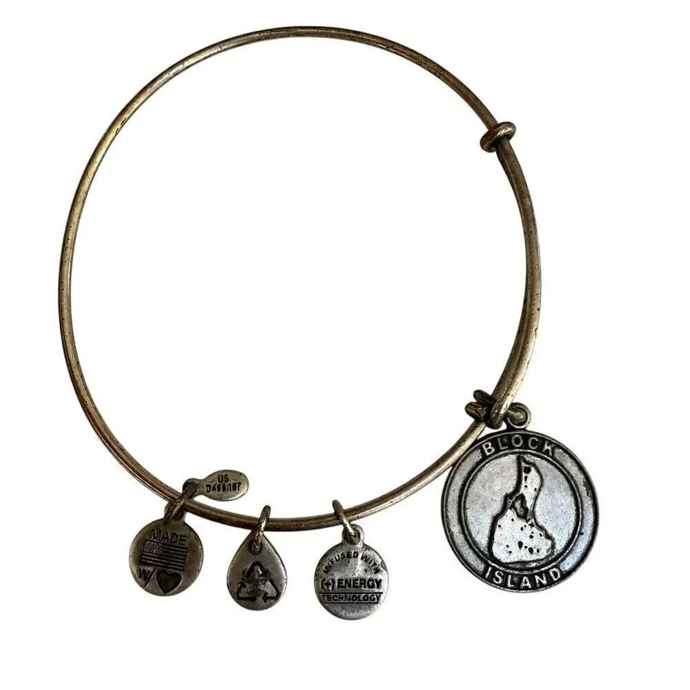 Alex And Ani Block Island Silver Tone Bangle Bracelet